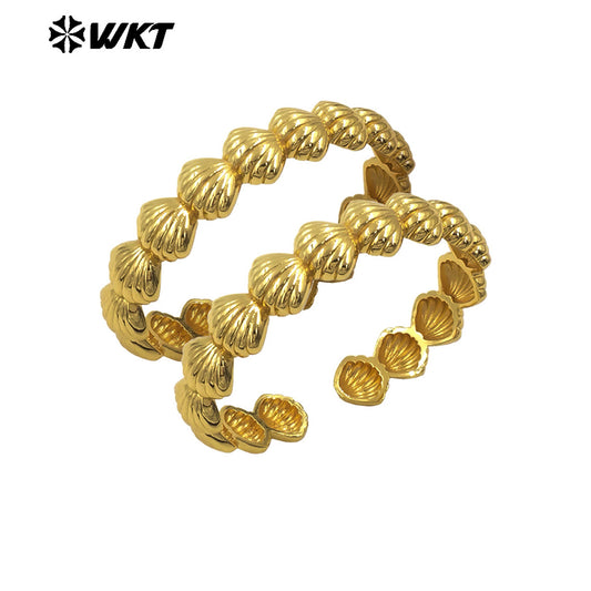 WT-JF355 Newest Shell Shape Cuff Bangle With Gold Silver Plated Metal Yellow Brass For Women Daily Jewelry Resist Tarnishable