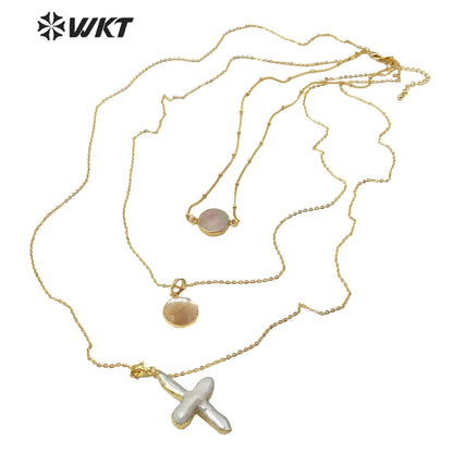 WT-JN109 Exclusive Design One Set Pearl and Stones Necklace Lady New Fashion Jewelry Pearl With Stone Necklace