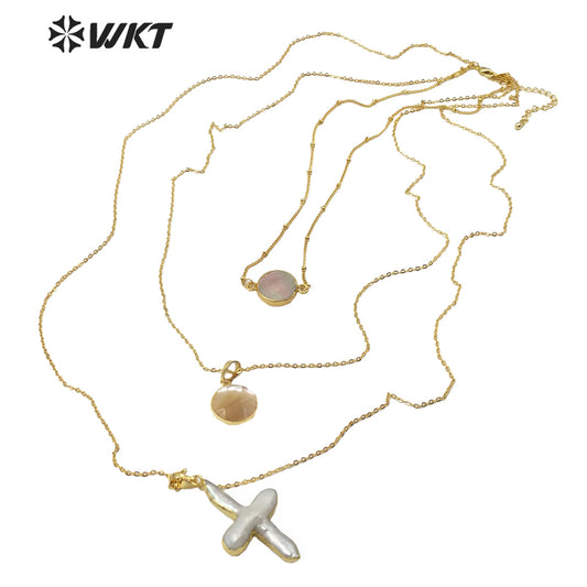 WT-JN109 Exclusive Design One Set Pearl and Stones Necklace Lady New Fashion Jewelry Pearl With Stone Necklace