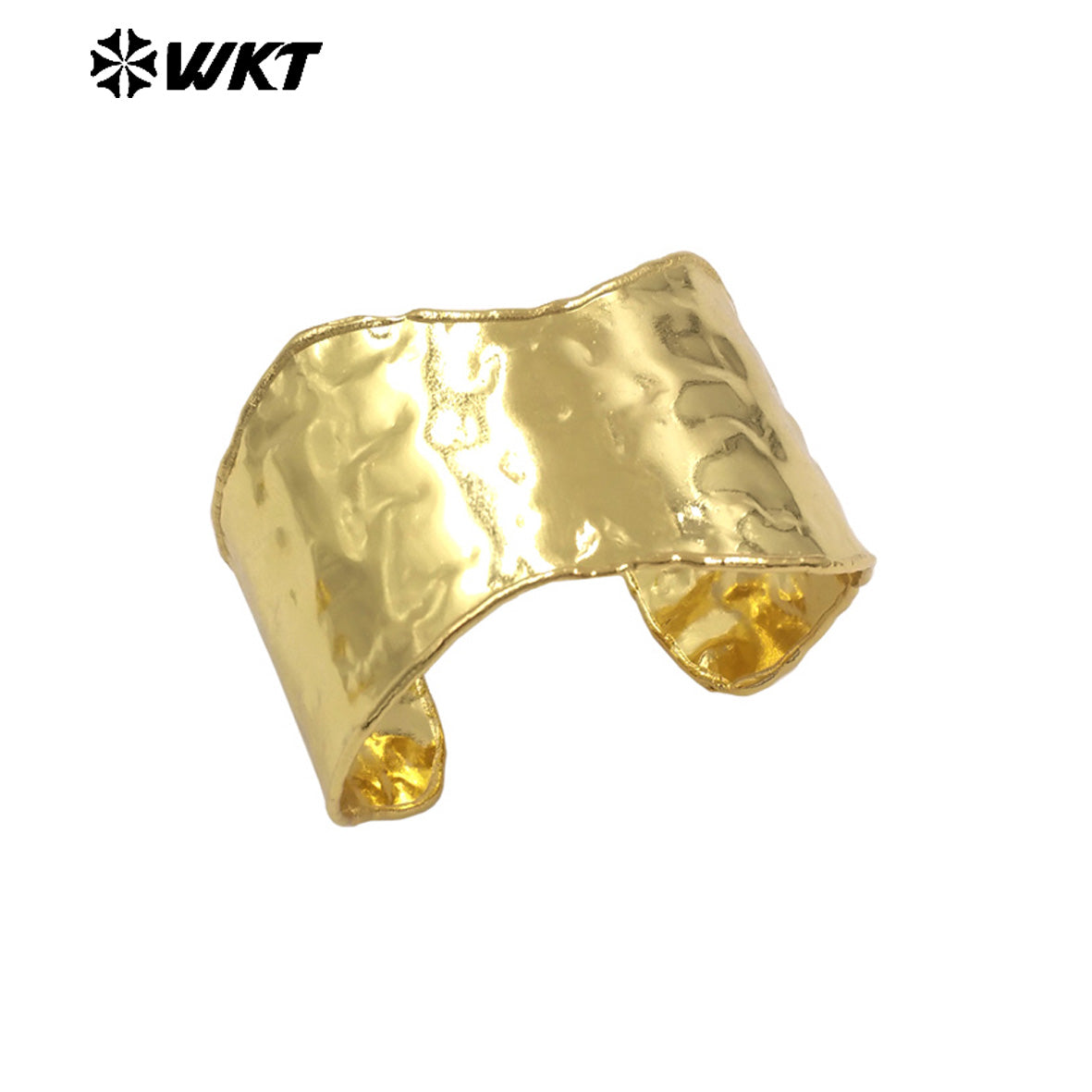 WT-B701 Boutique Yellow Brass 18K Gold Plated Uneven And Smooth Double Designs Women Cuff Bangles For Fashion Patry Jewelry