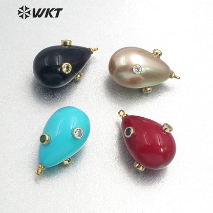 MP137 Wholesale Top Fashion Unique Design Droplet Shape Pendant Jewelry With CZ Micro Pave Lady Blue Red Black Pendant