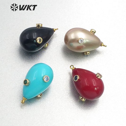 MP137 Wholesale Top Fashion Unique Design Droplet Shape Pendant Jewelry With CZ Micro Pave Lady Blue Red Black Pendant
