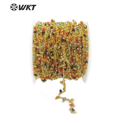 WT-RBC128 Wholesale 3mm Color Crystal Beads Chain Rosary Beads Chain New Product Can DIY Fashionable Jewelry Necklace