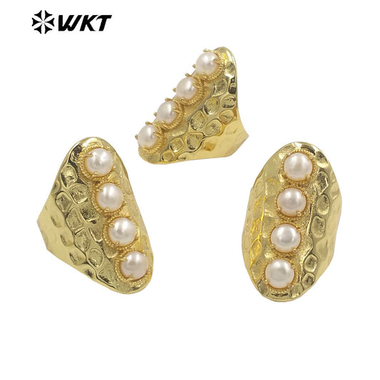 WT-MPR056 WKT Latest High Quality Fashion18k Real Gold Plated Trendy Gift for Women Natural Mother of Pearl Ring