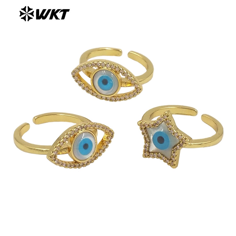 WT-MPR102 Wholesale New Gold Plated Charming Natural Shell Made Lady Lovely Star Eye Ring in Adjustable