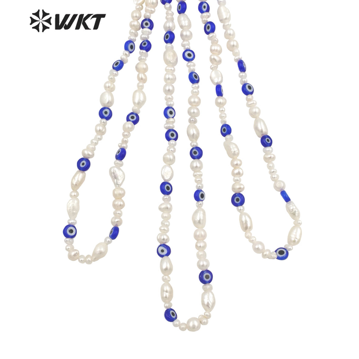 WT-JN209 Unique Exclusive Design Gorgeous Blue Eye Beads Necklace Popular Freshwater Pearl Choker Necklace with Locker