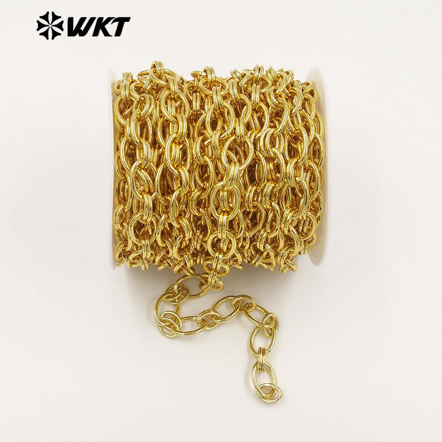 WT-BC272 Minimalism 18K Gold Electroplated On Yellow Brass Double Circles Metal Oval Chain For Men And Women Jewelry Making
