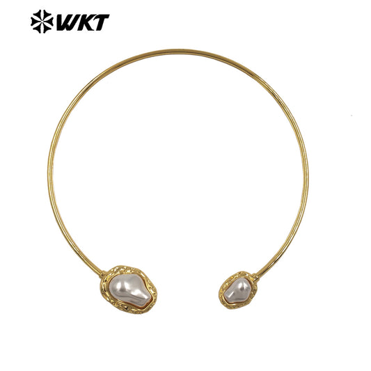 WT-JN362 Simple Luxury Resist Tarnishable Gold Plated Artificial Pearl Women Choker Necklace As Women Party Accessories