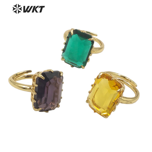 WT-R483 WKT Fashion Design Trendy Gift for Women Colorful High Quality Gorgeous Natural Crystal Stone Ring