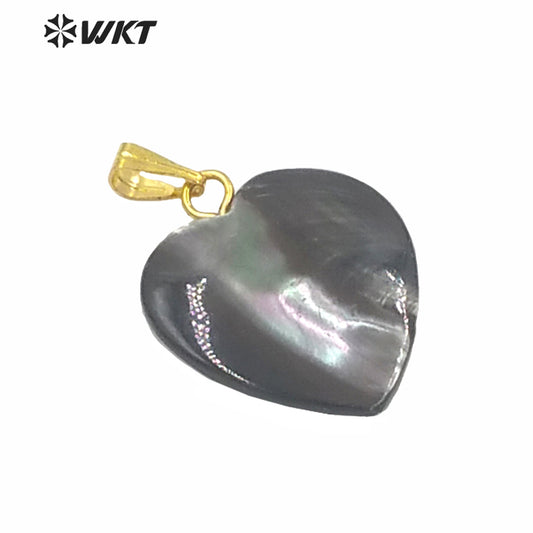 WT-JP225 Fashion Gold Single Loop Small Heart Shell Pendants Amazing Vintage Boho Shell Charm Necklace Pendant for Jewelry