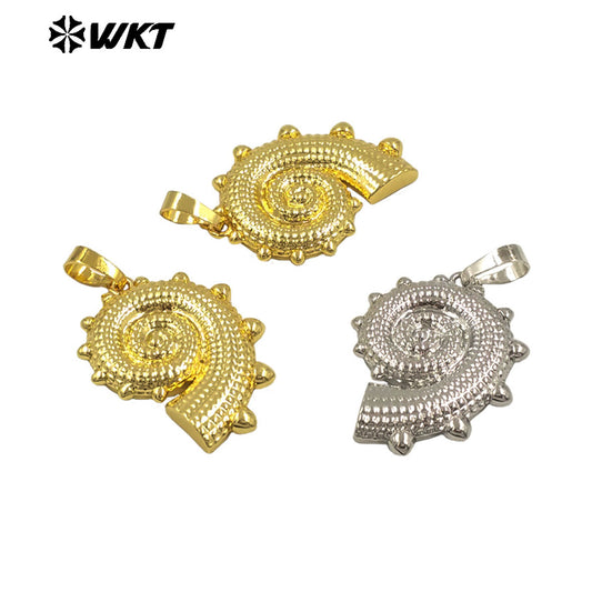 WT-P2002 Latest Design Cute Vividly Snail Shell Shape Two Color Wholesale Pendant Charms Finding Trumpet Pendants
