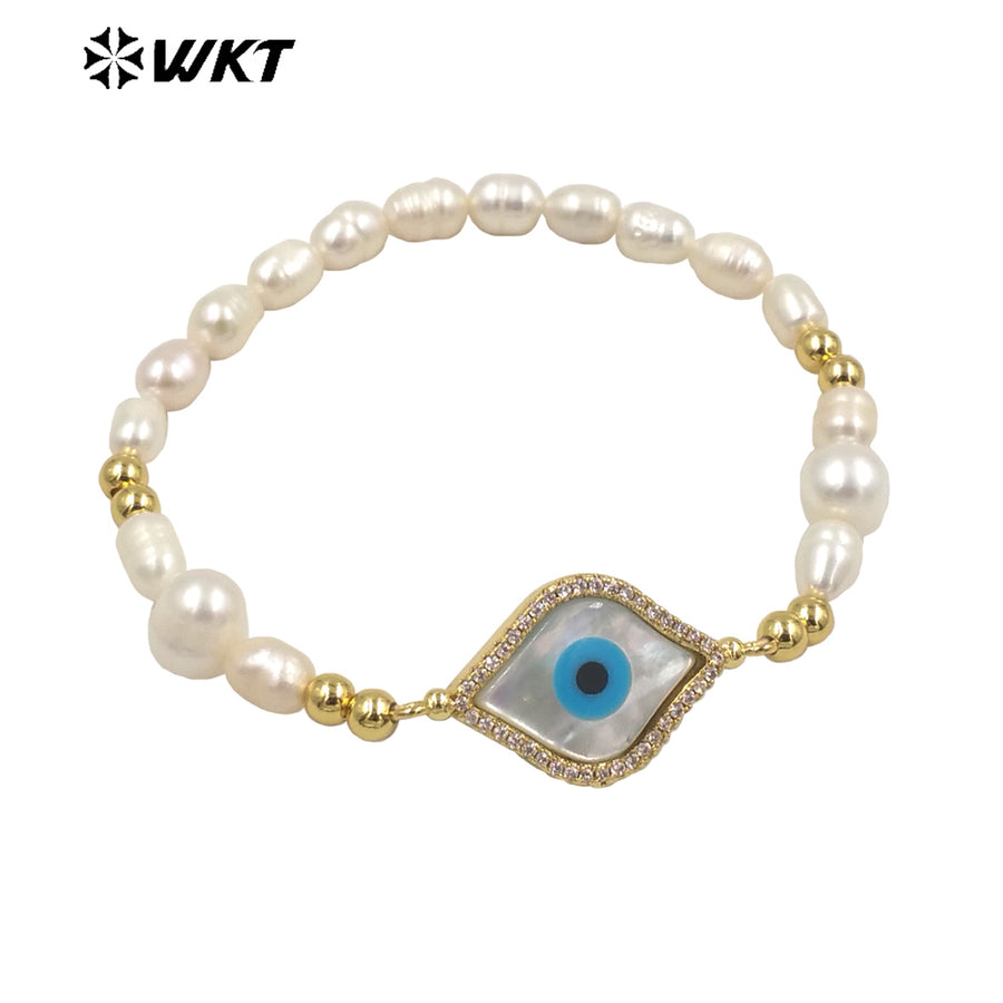 WT-MPB047 Fashion Irregular Pearl Diamond Natural Gemstone Eyes for Women Gifts Decorative Bracelet Pearl Bracelet