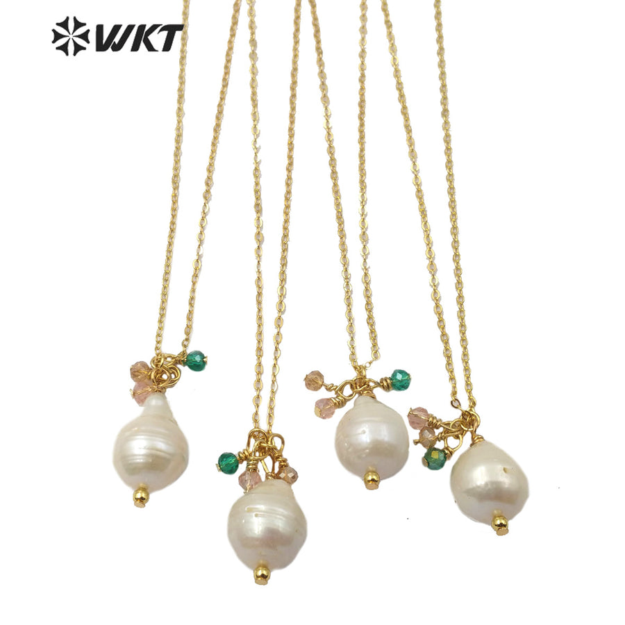 WT-JN108 New Arrival Natural Pearl Necklace and Color Beads Women Stylish Charm Jewelry Pearl Necklace in Stock