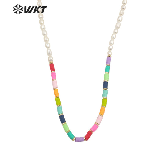 WT-JN208 Gorgeous Natural Freshwater Pearl Mix Resin Beads Necklace Winter Choker Pearl Necklace Jewelry Decorative