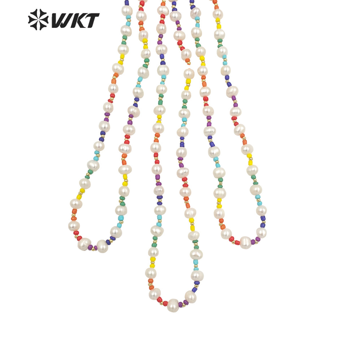 WT-JN204 Wholesale Hand Made Colorful Ceramic Pearl Beads Necklace 16 Inch Long Friend Birthday Gift Necklace