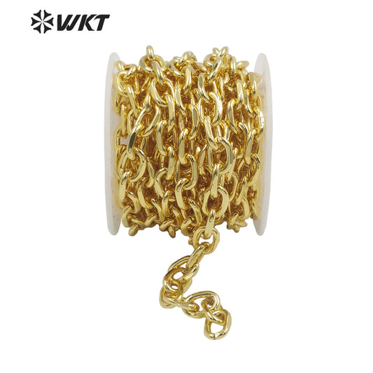 WT-BC161 Wholesale Handmade Jewelry Necklace Chain Fashion Gold Resist Tarnishable Double Faceted Alloy Chain