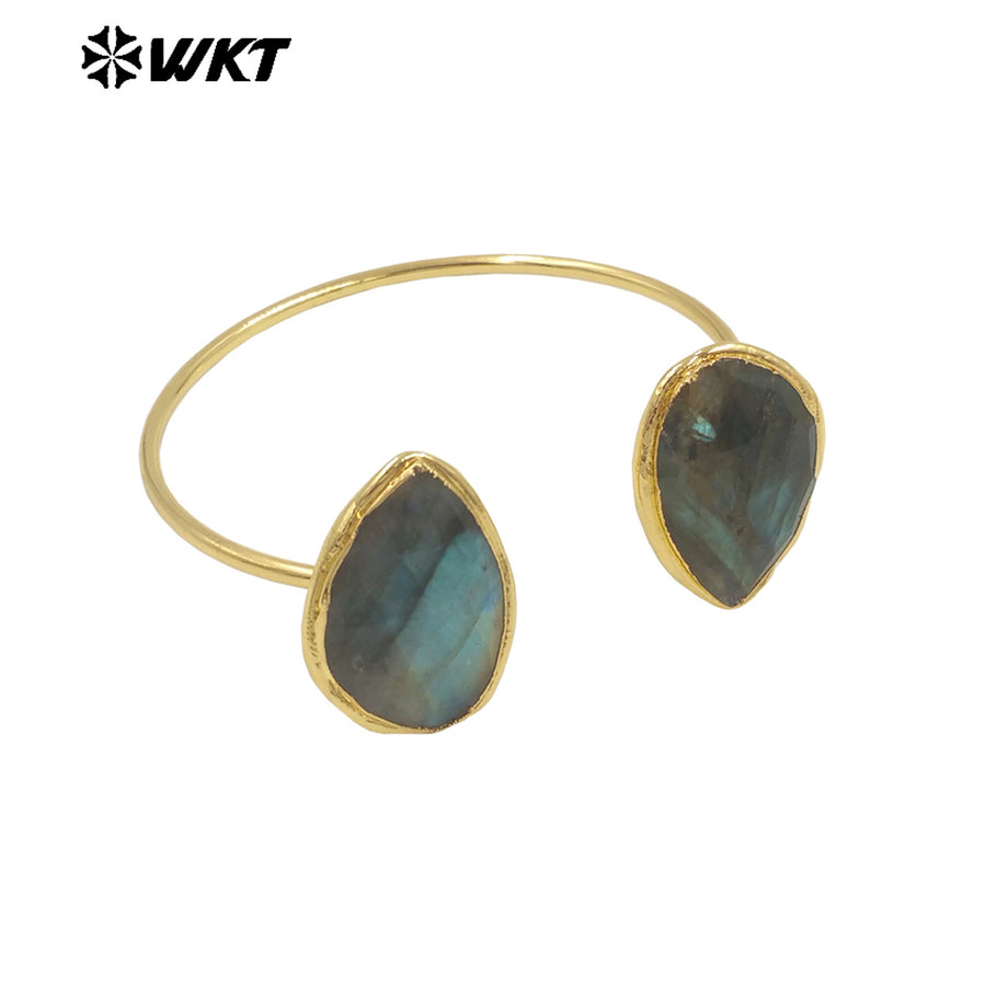 WT-B682 New Product Explosion Attractive 18K Gold Plated Water Drop Shaped Natural Labradorite Bracelet for Girl As Special Gift