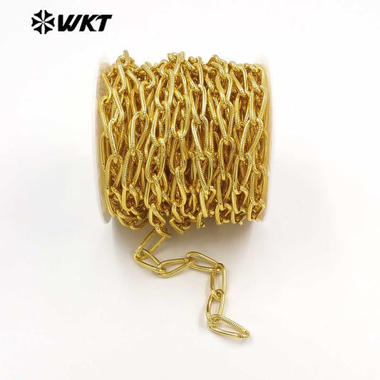 WT-BC274 Unique Chic Bending Design 18K Gold Plated Yellow Brass Metal Thick Chains For All Matching Necklace Making Findings