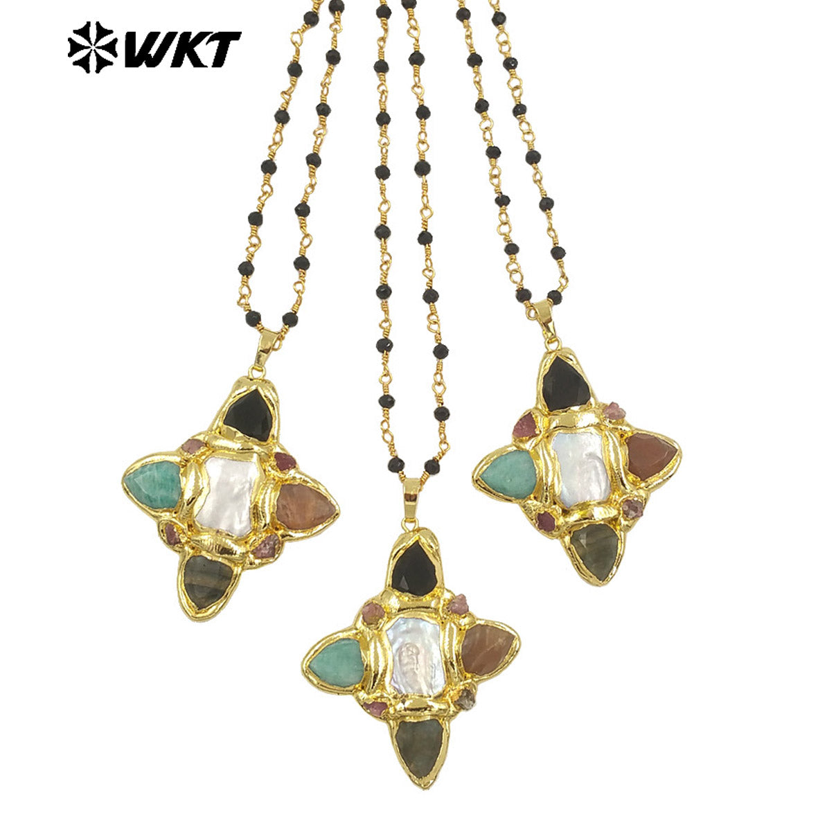 WT-JN281 WKT Hot New Arrival With Round Shape 18k Gold Plated Decorate Drop StoneJewelry Necklace for Women Different Color