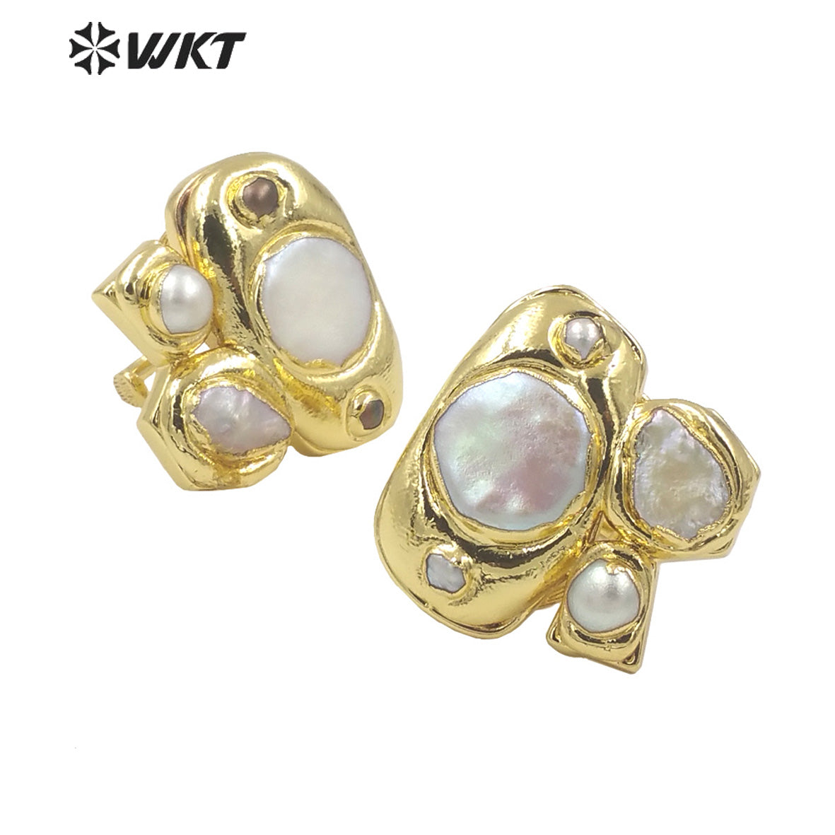 WT-MPR084 Amazing Gorgeous Women 18K Real Gold Plated Multi Pearls Fashion Cocktail Ring for Wedding Anniversary