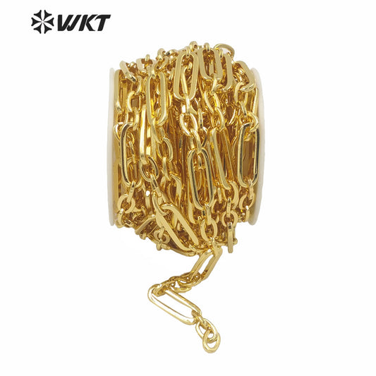 WT-BC155 Wholesale Big Chunky 18k Real Gold Plated Brass Chain for Jewelry Design Women Gold Combined Boho Stle Necklace Chain