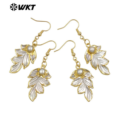 WT-MPE143 Charming 18K Gold Plated Natural Pearl Women Long Earrings for Work Daily Decorative Jewelry Finished As Special Gift