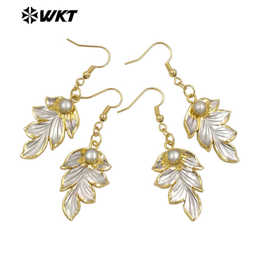 WT-MPE143 Charming 18K Gold Plated Natural Pearl Women Long Earrings for Work Daily Decorative Jewelry Finished As Special Gift