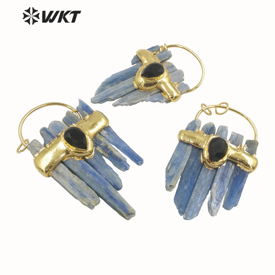 WT-P1939 Wholesale Hot Sale Fashion Design Natural Blue Kyanite High Quality for Necklace Round Shaped Pendant