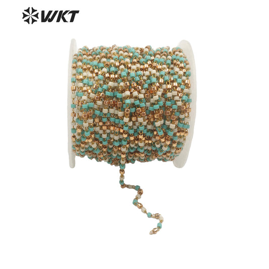 WT-RBC153 Wholesale 2mm Tiny Spacer Beads Chain Women Jewelry Making Bracelet and Necklace Chain for DIY Design Chain