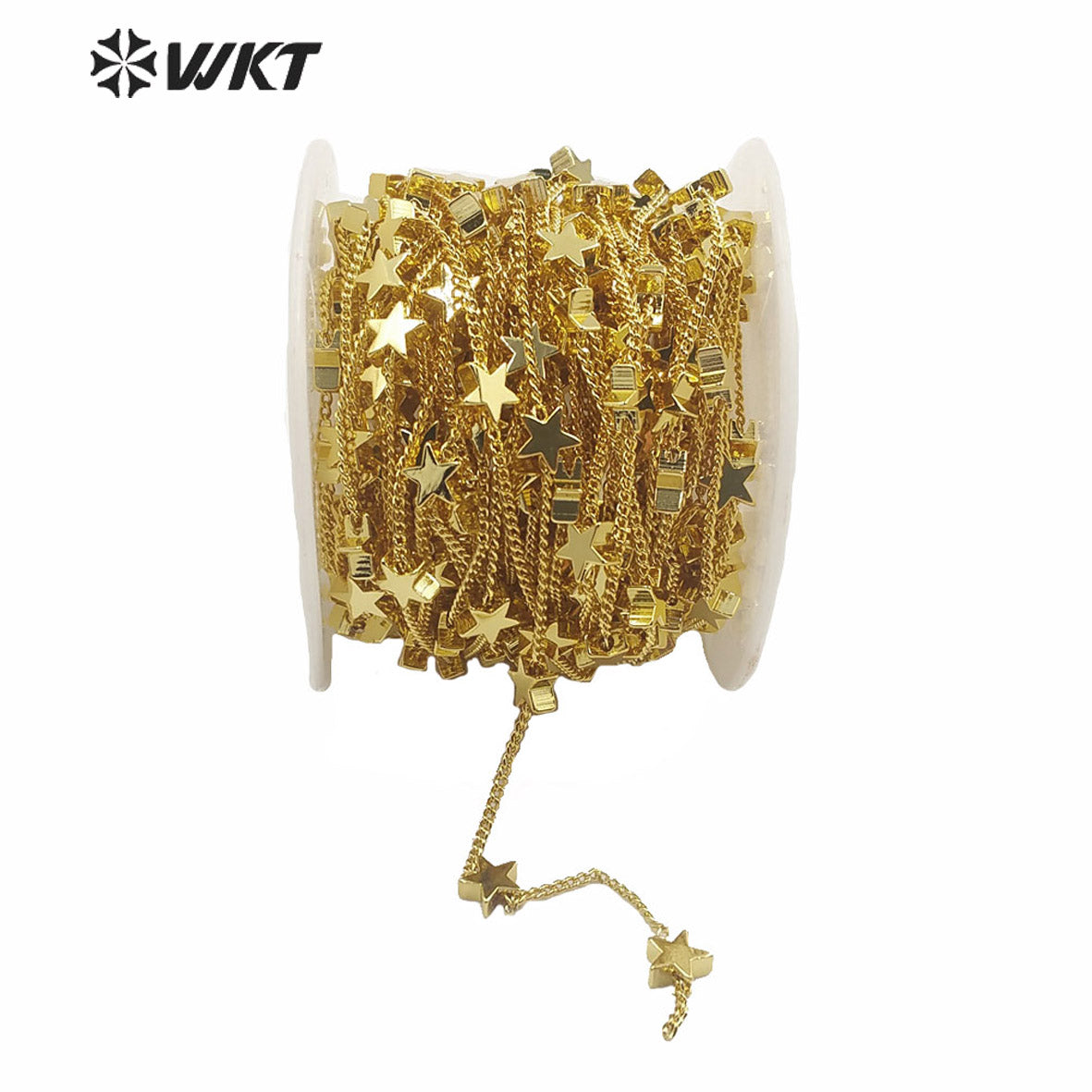 WT-BC136 Amazing Populared Gold Star Charm Brass Chain by Meter Fashion Diy Jewelry Design Charm Chain Findings for Women