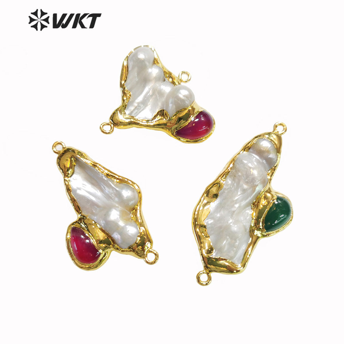 WT-PC001 Gorgeous Double Loops Natural Freshwater Pearl Jewelry Finding Connectors for Bracelets DIY Beads