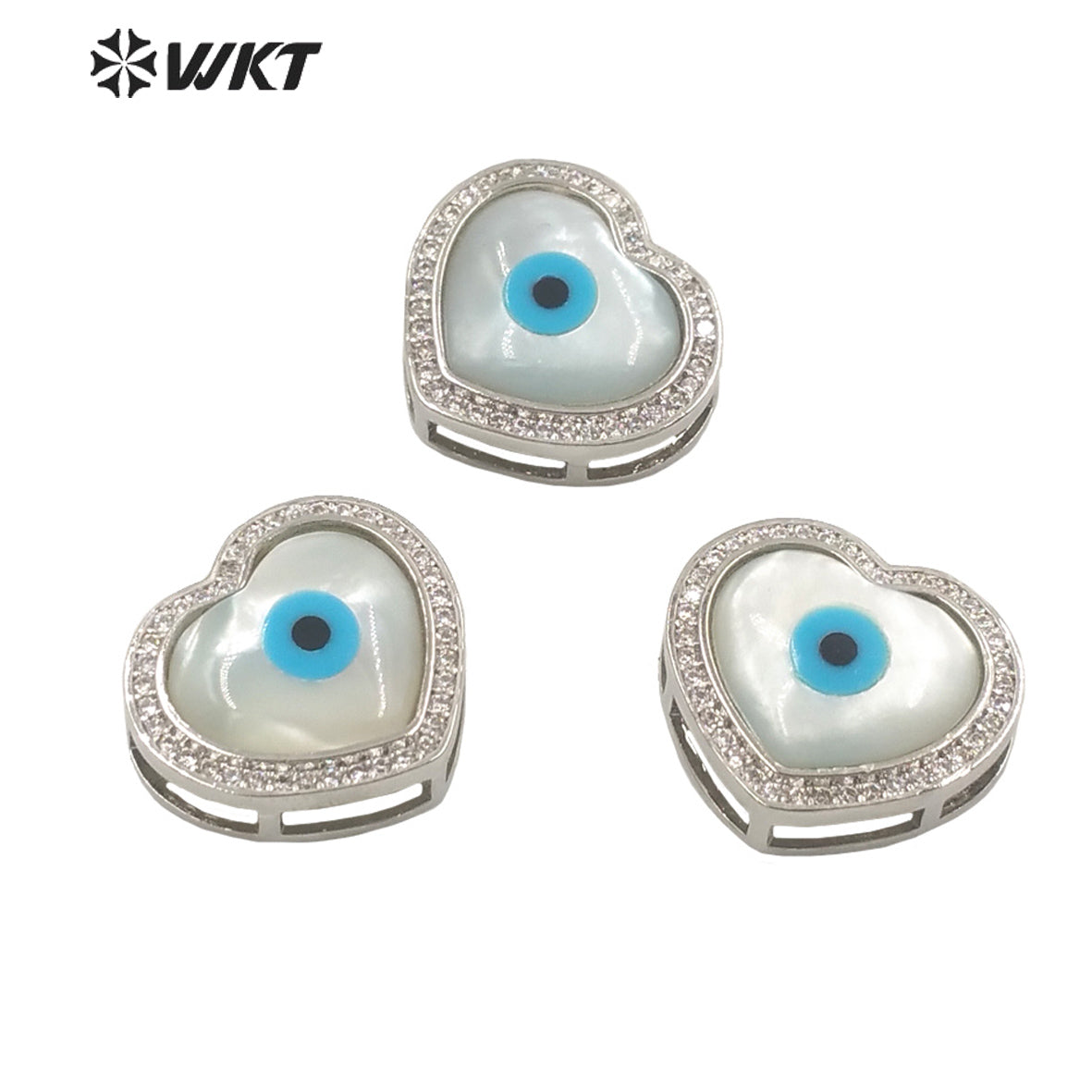 WT-MP202 Amazing Fashion 18k Real Gold Plated Micro Pave Shell Eye Pendant Lady Charming White Shell Cubic Zircon Heart Pendants