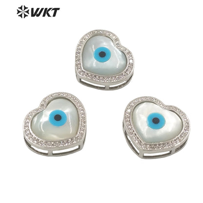 WT-MP202 Amazing Fashion 18k Real Gold Plated Micro Pave Shell Eye Pendant Lady Charming White Shell Cubic Zircon Heart Pendants