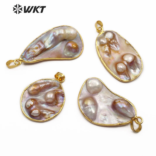 WT-JP159 New Arrival Natural Mother of Pearl Pendant Gold Plated Pearl Pendant Fashion Charm Jewelry Pearl Pendant
