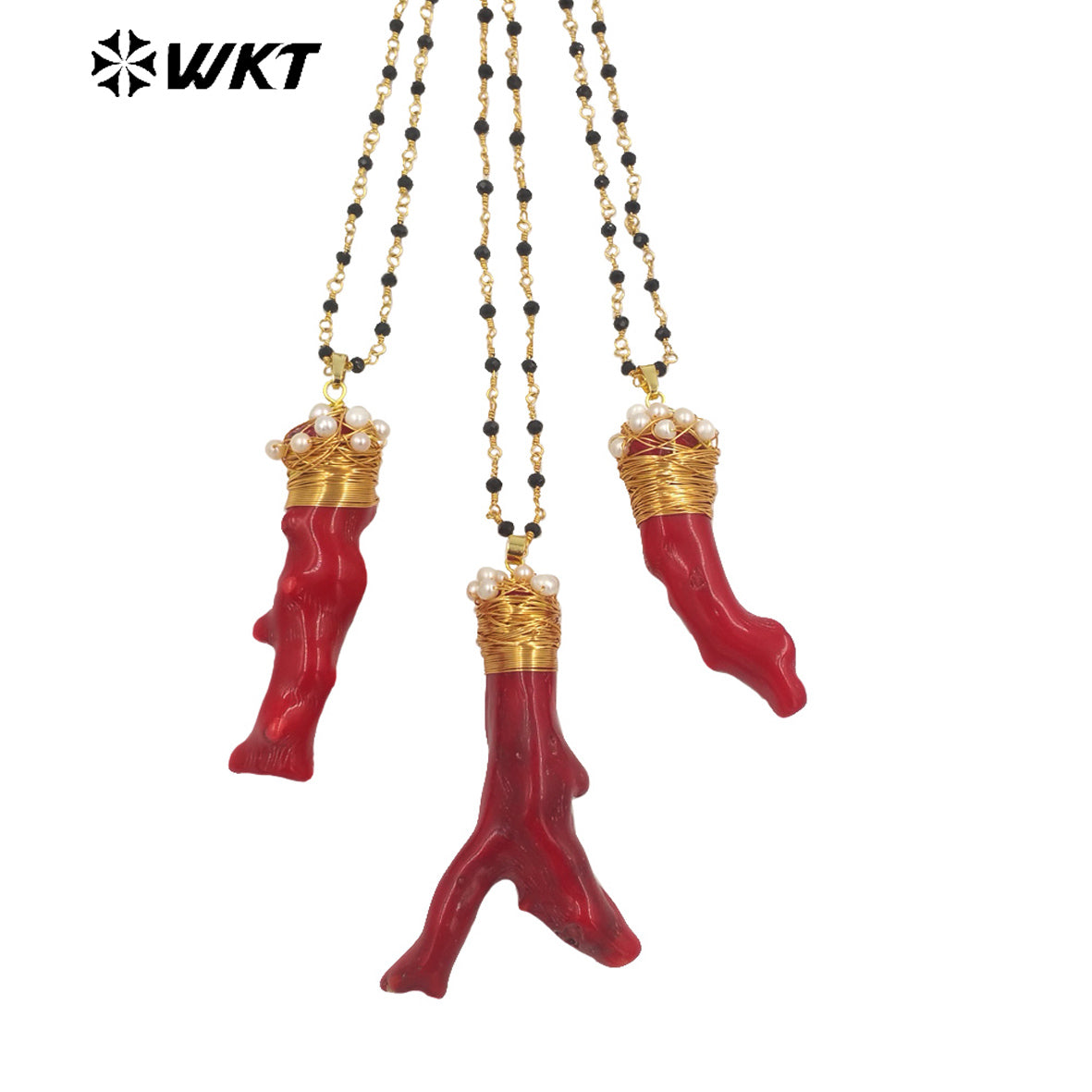 WT-JN236 Wholesale Red Coral Design Men Fashion Design 18k Chain Gold Plated Exquisite High Quality Scallop Necklace
