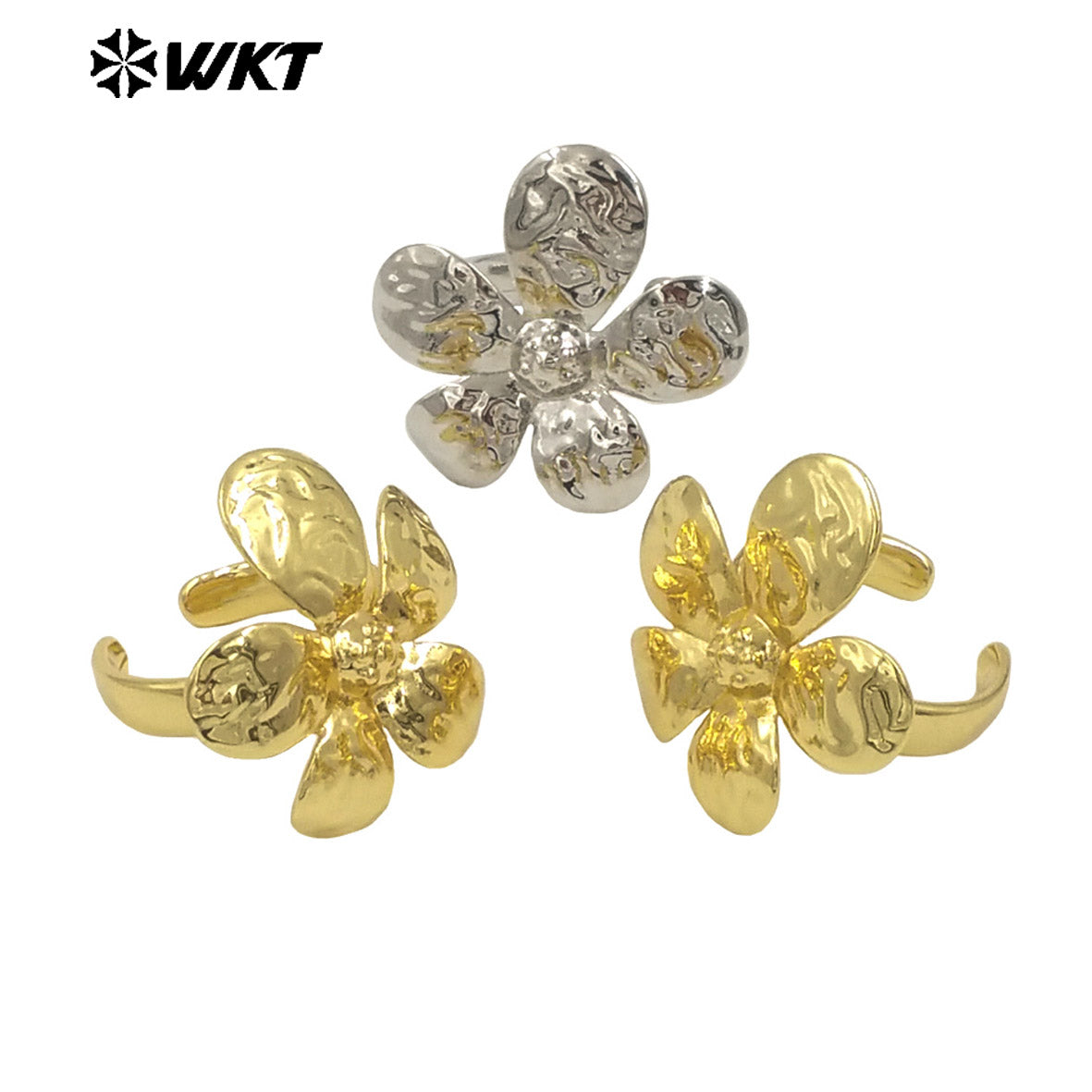 WT-R551 New Arrivals High Quality Unique Fashion Adjustable 18K Gold Plated Full Flower Ring for Lovely Woman As Birthday Gift