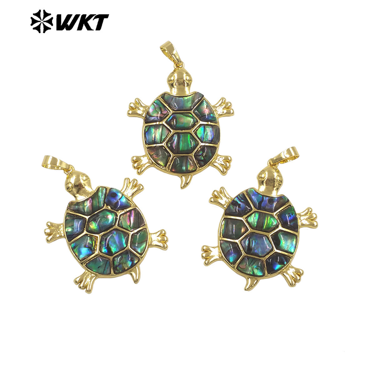 WT-JP513 Cute Style Gold Electroplated Natural Abalone Shell Sea Turtle Little Pendant As Women Jewelry DIY Findings