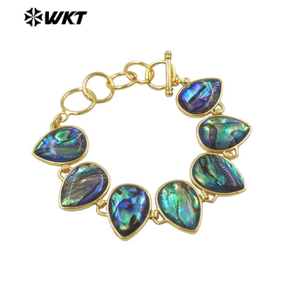 MPB143 High Quality Gold Electroplated Waterdrop Square Shape Natural Abalone Shell Women Bracelet For Friends Jewelry Gift