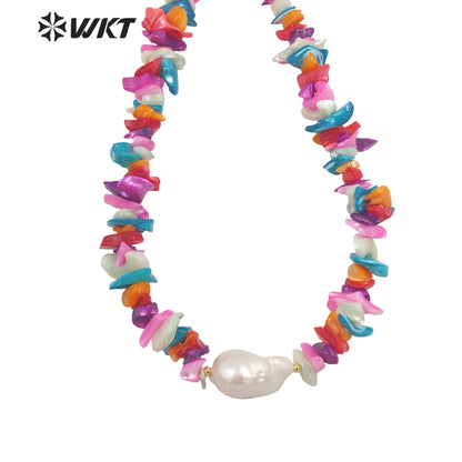 WT-JN183 Wholesale Fashion Populared Vintage Irregular Shell Beads Baroque Pearl Necklace Women Hand Strand Beads Shell Necklace
