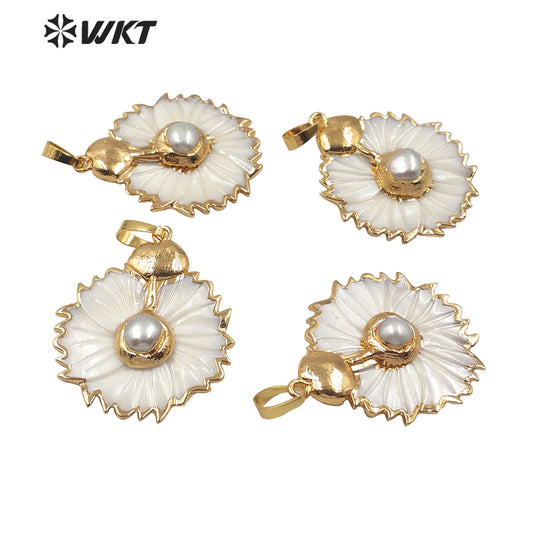 WT-JP173 Wholesale Natural Shell Pendant Flower Shape Shell Pendant Women Fashion Charm New Jewelry Pendant