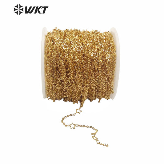 WT-BC141 Amazing New Hot Gold Electroplated Brass Star Chain for Bracelet and Anklet Women DIY Jewelry Findings Chain