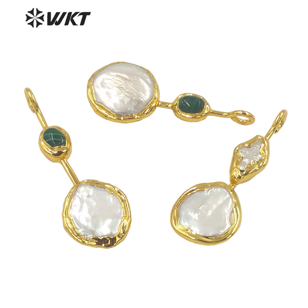 WT-JP355 Amazing Fashion Gold Plated Natural Freshwater Pearl Pendants Gorgeous Hand Crafted Made for Necklace