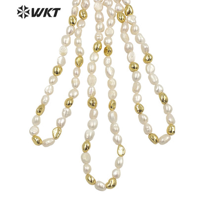 WT-JN221 Gorgeous Fashion Natural Freshwater Pearl Choker Necklace 16 Inch Long Women Irregular Pearl Beads Necklace for Wedding