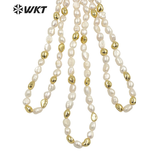 WT-JN221 Gorgeous Fashion Natural Freshwater Pearl Choker Necklace 16 Inch Long Women Irregular Pearl Beads Necklace for Wedding