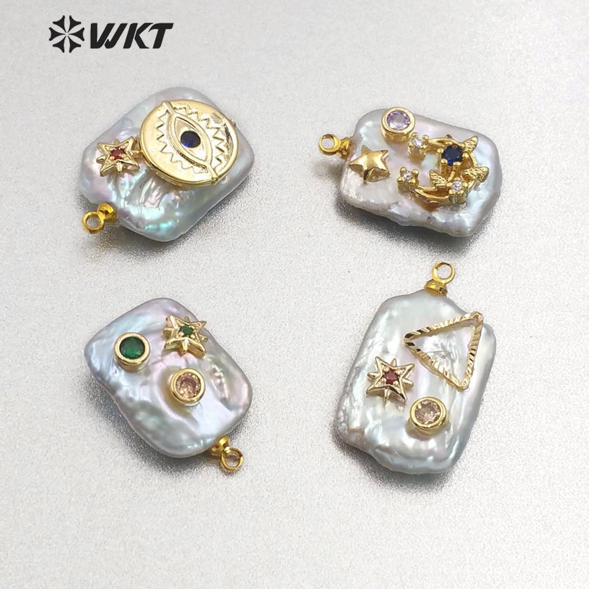 MP134 Newest High Quality Diversified Patterns Micro Pave Rectangular Pendant Sparkling Lady Jewelry Freshwater Pearl Pendant