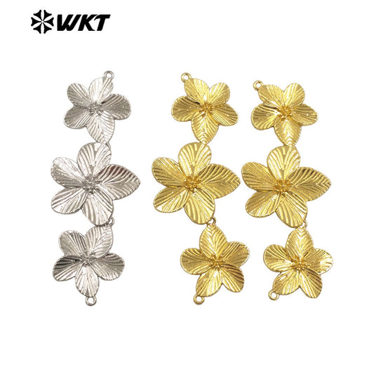 WT-C333 Hot Sale Flower Shape 18K Gold and Silver Crafts Natural Yellow Brass Pendant Daily Necklace for Women As Special Gift