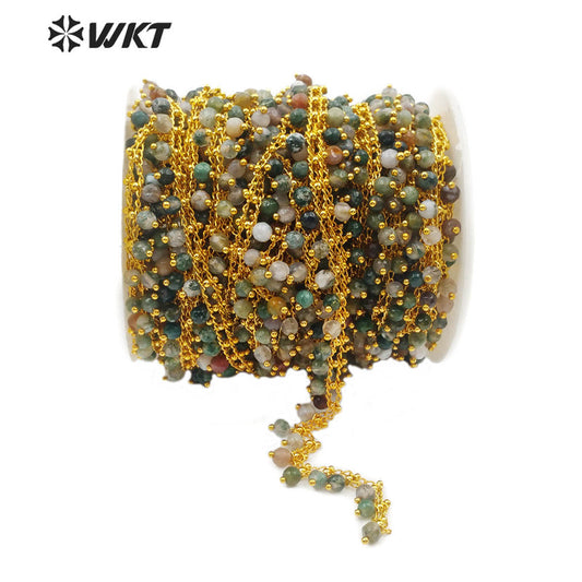 WT-RBC109 Natural Agate Bead Chain Hot-selling High Quality Agate Gold Chain Can DIY Jewelry Necklace or Bracelet