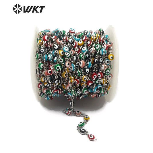WT-RBC103 Wholesale Sliver Color Chain Can DIY Necklace and Bracelet Stainless Steel Eye Chain in IPG Plated Beads Chain