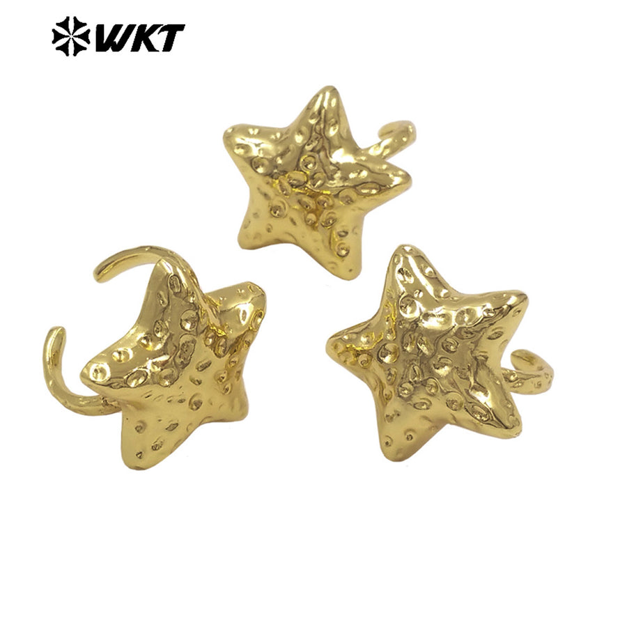 WT-R596 Exquisite Pretty Metal Gold Plated Yellow Brass Star Shape Adjustable Rings As Friends New Years Jewelry Gifts