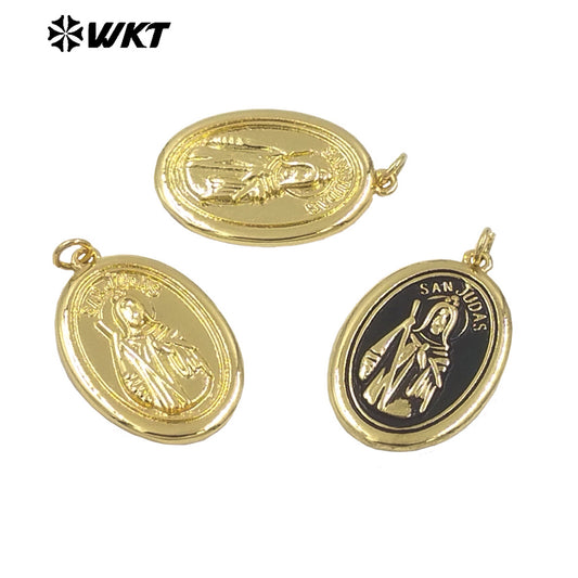WT-MP291 New Design 18K Gold Plated Religious Brass Medal San Judas Christian Charms Pendants